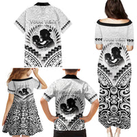 Personalised New Zealand Happy Father's Day Family Matching Puletasi and Hawaiian Shirt Aroha Ahau Ki A Koe Papa Polynesian Tribal LT05 - Polynesian Pride