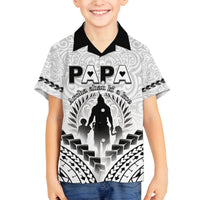 Personalised New Zealand Happy Father's Day Family Matching Summer Maxi Dress and Hawaiian Shirt Aroha Ahau Ki A Koe Papa Polynesian Tribal LT05 Son's Shirt White - Polynesian Pride