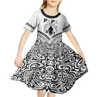 Personalised New Zealand Happy Father's Day Kid Short Sleeve Dress Aroha Ahau Ki A Koe Papa Polynesian Tribal LT05 - Polynesian Pride