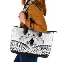 New Zealand Happy Father's Day Leather Tote Bag Aroha Ahau Ki A Koe Papa Polynesian Tribal LT05 White - Polynesian Pride