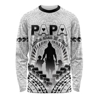 Personalised New Zealand Happy Father's Day Long Sleeve Shirt Aroha Ahau Ki A Koe Papa Polynesian Tribal LT05 Unisex White - Polynesian Pride