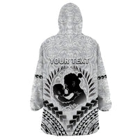 Personalised New Zealand Happy Father's Day Wearable Blanket Hoodie Aroha Ahau Ki A Koe Papa Polynesian Tribal LT05 - Polynesian Pride