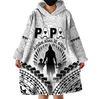 Personalised New Zealand Happy Father's Day Wearable Blanket Hoodie Aroha Ahau Ki A Koe Papa Polynesian Tribal LT05 - Polynesian Pride