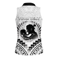 Personalised New Zealand Happy Father's Day Women Sleeveless Polo Shirt Aroha Ahau Ki A Koe Papa Polynesian Tribal LT05 - Polynesian Pride