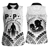 Personalised New Zealand Happy Father's Day Women Sleeveless Polo Shirt Aroha Ahau Ki A Koe Papa Polynesian Tribal LT05 - Polynesian Pride