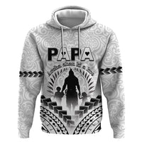 Personalised New Zealand Happy Father's Day Zip Hoodie Aroha Ahau Ki A Koe Papa Polynesian Tribal LT05 Pullover Hoodie White - Polynesian Pride