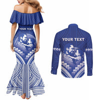 Personalised Samoa Happy Father's Day Couples Matching Mermaid Dress and Long Sleeve Button Shirt Ou Te Alofa Ia Te Oe Tama Dad Polynesian Tribal LT05 - Polynesian Pride