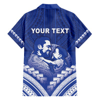 Personalised Samoa Happy Father's Day Family Matching Off Shoulder Short Dress and Hawaiian Shirt Ou Te Alofa Ia Te Oe Tama Dad Polynesian Tribal LT05 - Polynesian Pride