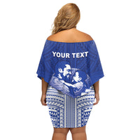 Personalised Samoa Happy Father's Day Family Matching Off Shoulder Short Dress and Hawaiian Shirt Ou Te Alofa Ia Te Oe Tama Dad Polynesian Tribal LT05 - Polynesian Pride