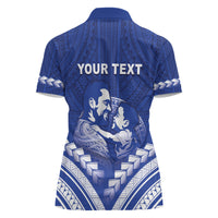 Personalised Samoa Happy Father's Day Women Polo Shirt Ou Te Alofa Ia Te Oe Tama Dad Polynesian Tribal
