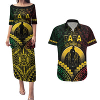 Personalised Vanuatu Happy Father's Day Couples Matching Puletasi and Hawaiian Shirt Mi Lavem Yu Papa Polynesian Tribal LT05 Reggae - Polynesian Pride