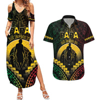 Personalised Vanuatu Happy Father's Day Couples Matching Summer Maxi Dress and Hawaiian Shirt Mi Lavem Yu Papa Polynesian Tribal LT05 Reggae - Polynesian Pride