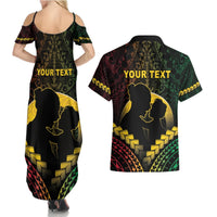 Personalised Vanuatu Happy Father's Day Couples Matching Summer Maxi Dress and Hawaiian Shirt Mi Lavem Yu Papa Polynesian Tribal LT05 - Polynesian Pride