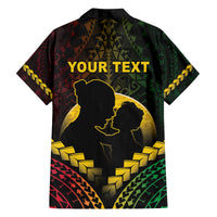 Personalised Vanuatu Happy Father's Day Family Matching Off The Shoulder Long Sleeve Dress and Hawaiian Shirt Mi Lavem Yu Papa Polynesian Tribal LT05 - Polynesian Pride
