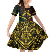 Personalised Vanuatu Happy Father's Day Family Matching Puletasi and Hawaiian Shirt Mi Lavem Yu Papa Polynesian Tribal LT05 Daughter's Dress Reggae - Polynesian Pride