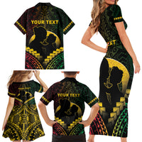 Personalised Vanuatu Happy Father's Day Family Matching Short Sleeve Bodycon Dress and Hawaiian Shirt Mi Lavem Yu Papa Polynesian Tribal