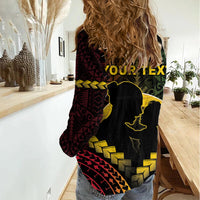 Personalised Vanuatu Happy Father's Day Women Casual Shirt Mi Lavem Yu Papa Polynesian Tribal