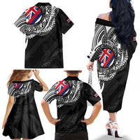 Hawaii Flag Day Family Matching Off The Shoulder Long Sleeve Dress and Hawaiian Shirt Hawaiian Maile Lei LT05 - Polynesian Pride