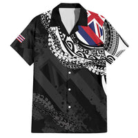 Hawaii Flag Day Family Matching Off Shoulder Short Dress and Hawaiian Shirt Hawaiian Maile Lei LT05 Dad's Shirt - Short Sleeve Black - Polynesian Pride