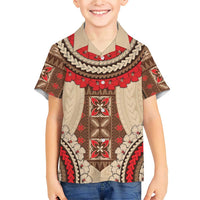 Samoa Language Week Family Matching Short Sleeve Bodycon Dress and Hawaiian Shirt Samoan Motif With Red Hibiscus