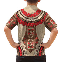 Samoa Language Week Family Matching Tank Maxi Dress and Hawaiian Shirt Samoan Motif With Red Hibiscus