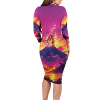 Hawaii Kilauea Volcano Family Matching Long Sleeve Bodycon Dress and Hawaiian Shirt There Is Pele Goddess Of The Volcano LT05 - Polynesian Pride
