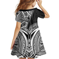 Hibiscus With Black Austronesian Tattoo Pattern Family Matching Off Shoulder Short Dress and Hawaiian Shirt - Polynesian Pride