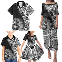Hibiscus With Black Austronesian Tattoo Pattern Family Matching Puletasi and Hawaiian Shirt - Polynesian Pride