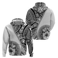 Hibiscus With White Austronesian Tattoo Pattern Hoodie LT05 - Polynesian Pride