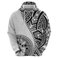 Hibiscus With White Austronesian Tattoo Pattern Hoodie LT05 - Polynesian Pride