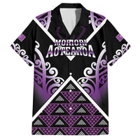 Personalised Aotearoa Moriori Family Matching Off The Shoulder Long Sleeve Dress and Hawaiian Shirt Maori Pattern New Zealand LT05 Dad's Shirt - Short Sleeve Purple - Polynesian Pride