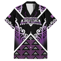 Personalised Aotearoa Moriori Family Matching Short Sleeve Bodycon Dress and Hawaiian Shirt Maori Pattern New Zealand LT05 Dad's Shirt - Short Sleeve Purple - Polynesian Pride