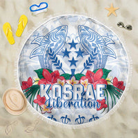 Happy Kosrae Liberation Day Beach Blanket Polynesian Shark Turtle Motif