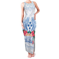 Happy Kosrae Liberation Day Family Matching Tank Maxi Dress and Hawaiian Shirt Polynesian Shark Turtle Motif LT05 Mom's Dress White - Polynesian Pride