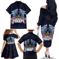 Happy Pohnpei Liberation Day Family Matching Off The Shoulder Long Sleeve Dress and Hawaiian Shirt Polynesian Shark Turtle Motif LT05 - Polynesian Pride
