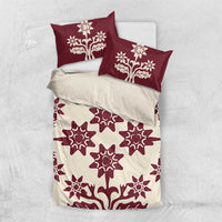 Cook Islands Maroon Tivaevae Bedding Set - Polynesian Pride