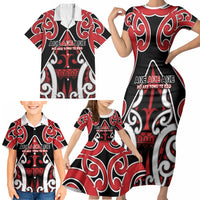 New Zealand Maori Language Week Family Matching Short Sleeve Bodycon Dress and Hawaiian Shirt Mo Ake Tonu Te Reo