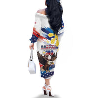 Filipino American History Month Family Matching Off The Shoulder Long Sleeve Dress and Hawaiian Shirt Bald Eagle Tarsier Together LT05 - Polynesian Pride