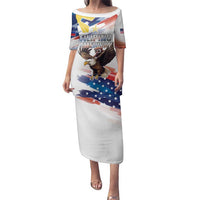 Filipino American History Month Family Matching Puletasi and Hawaiian Shirt Bald Eagle Tarsier Together LT05 Mom's Dress White - Polynesian Pride
