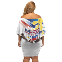 Filipino American History Month Off Shoulder Short Dress Bald Eagle Tarsier Together LT05 - Polynesian Pride