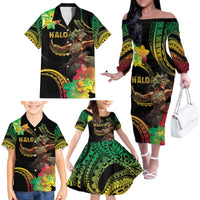 Halo Vanuatu Family Matching Off The Shoulder Long Sleeve Dress and Hawaiian Shirt Beautiful Woman Dancing LT05 - Polynesian Pride