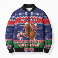 New Zealand Christmas Bomber Puffer Jacket Kiwi-sh You A Merry Christmas - Polynesian Pride