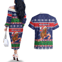 New Zealand Christmas Couples Matching Off The Shoulder Long Sleeve Dress and Hawaiian Shirt Kiwi-sh You A Merry Christmas LT05 - Polynesian Pride