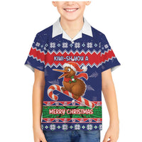 New Zealand Christmas Family Matching Mermaid Dress and Hawaiian Shirt Kiwi-sh You A Merry Christmas LT05 Son's Shirt Blue - Polynesian Pride