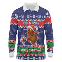 New Zealand Christmas Long Sleeve Polo Shirt Kiwi-sh You A Merry Christmas - Polynesian Pride