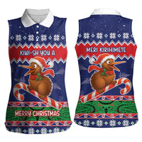 New Zealand Christmas Women Sleeveless Polo Shirt Kiwi-sh You A Merry Christmas - Polynesian Pride