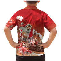 Hawaii Funny Christmas Family Matching Mermaid Dress and Hawaiian Shirt Santa Surfing With Tapa Pattern LT05 - Polynesian Pride