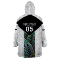 Custom New Zealand Fern Rugby Wearable Blanket Hoodie World Cup 2023 Paua Shell Maori Pattern LT05 - Polynesian Pride