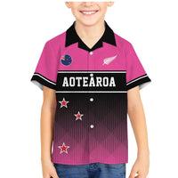Custom New Zealand Women Cricket Family Matching Mermaid Dress and Hawaiian Shirt Pink Simple Style LT05 Son's Shirt Pink - Polynesian Pride