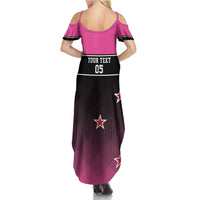 Custom New Zealand Women Cricket Family Matching Summer Maxi Dress and Hawaiian Shirt Pink Simple Style LT05 - Polynesian Pride